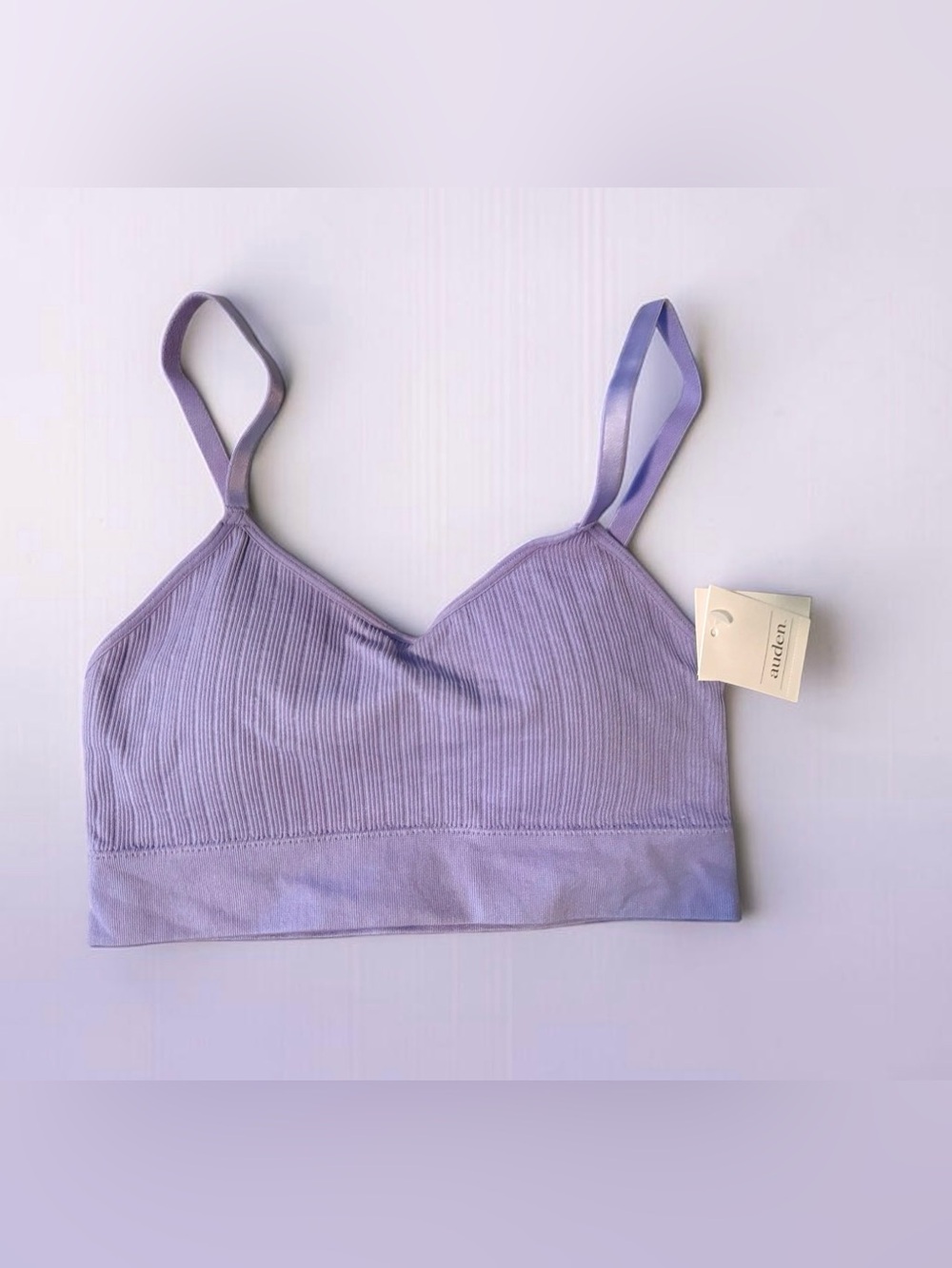 Auden Lilac Ribbed Soft-Cup Bralette with Adjustable Straps